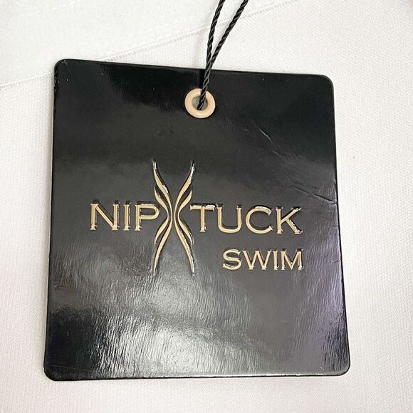 NWT Nip Tuck Swim One Piece Swimsuit Size 8 Green Tropical Palm Ruched Tummy NEW - Picture 9 of 15